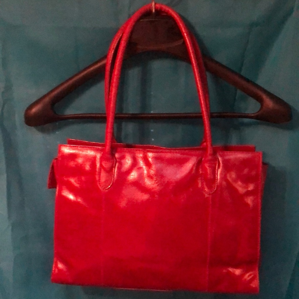 Vintage Genuine Red Leather M size Shoulder Hand Bag